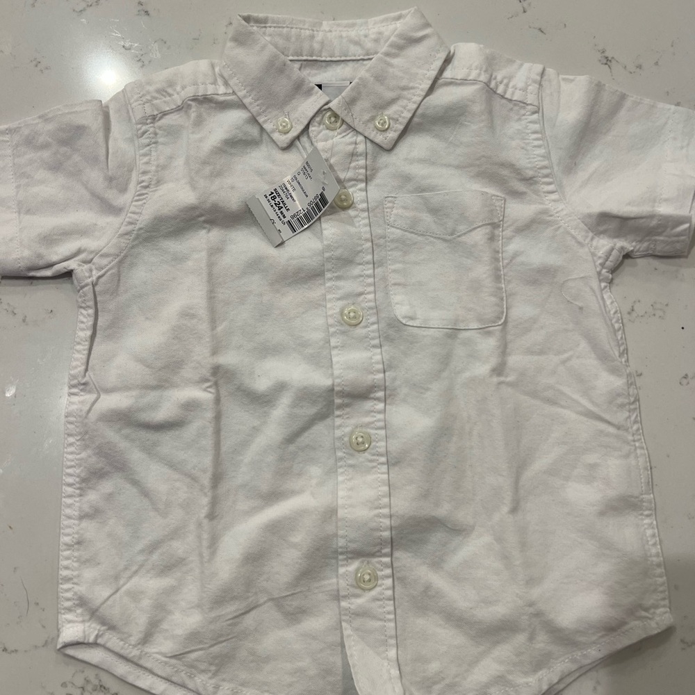 The Children's Place White Button Down Shirt with Short Sleeves